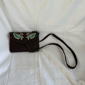 Wrangler Dark Brown Crossbody Bag with Embroidery